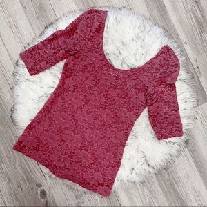 cranberry red purple velvet lace top